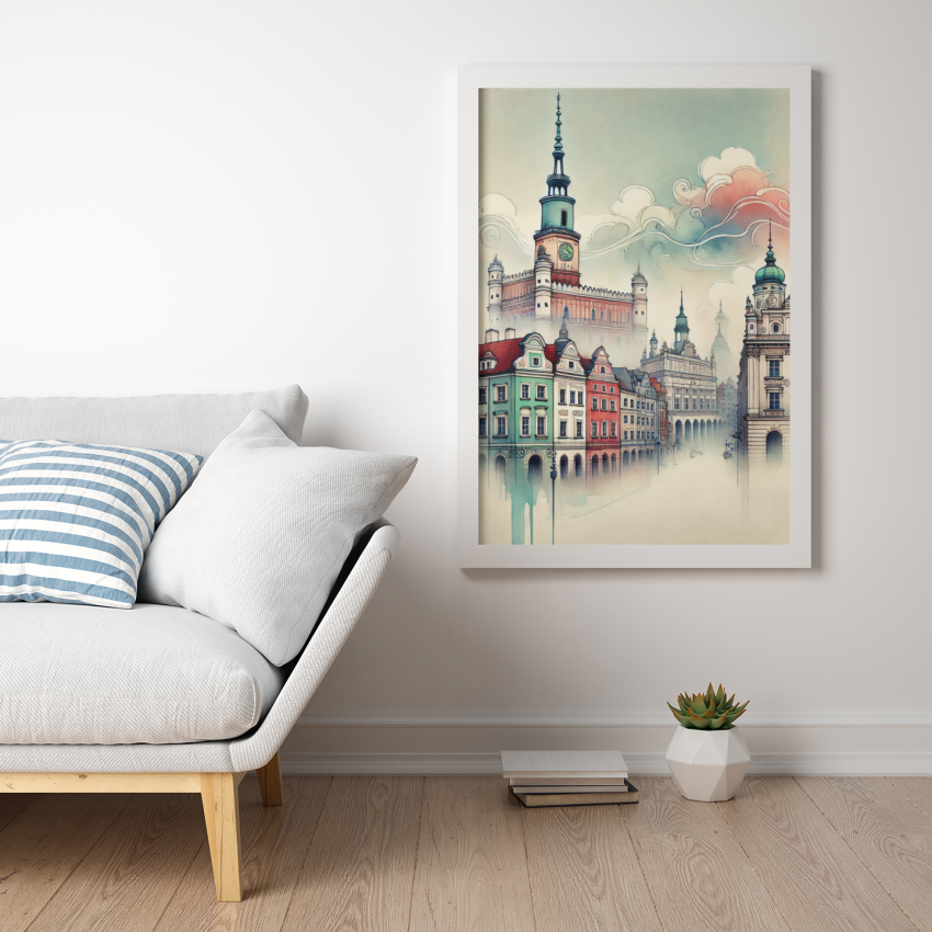 Plakat, Poznań kamienice na rynku w stylu japońskim