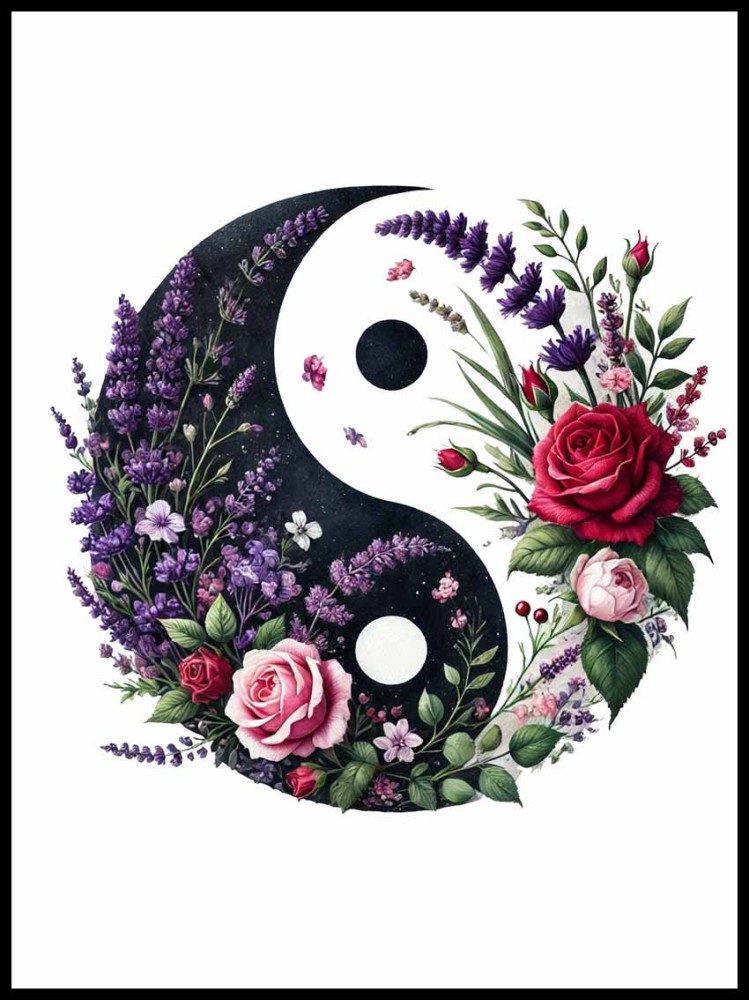 Plakat, Yin Yang w kwiatach
