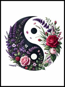 Plakat, Yin Yang w kwiatach