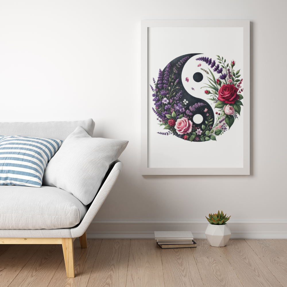 Plakat, Yin Yang w kwiatach