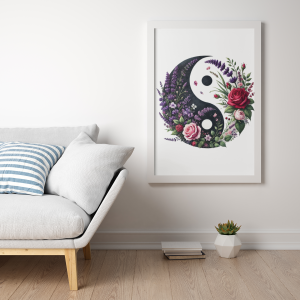 Plakat, Yin Yang w kwiatach