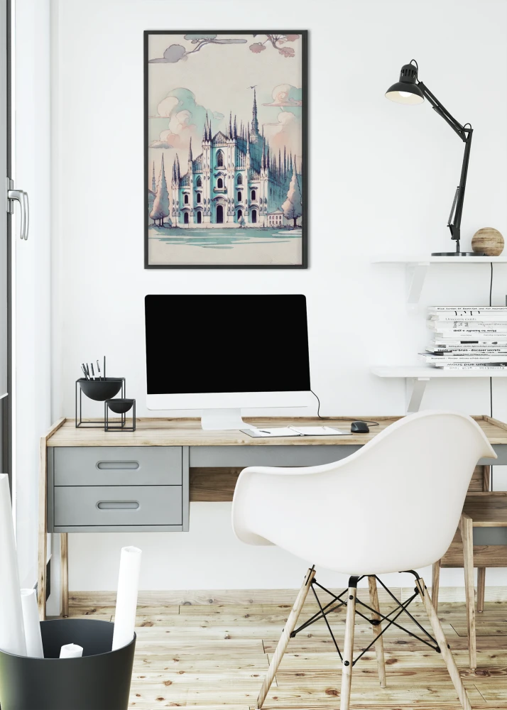 Plakat, Włochy Mediolan pastelowy