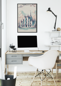 Plakat, Włochy Mediolan pastelowy