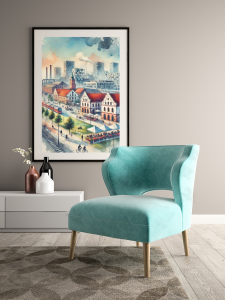 Plakat, Polskie miasto Bielsko-Biała - akwarela