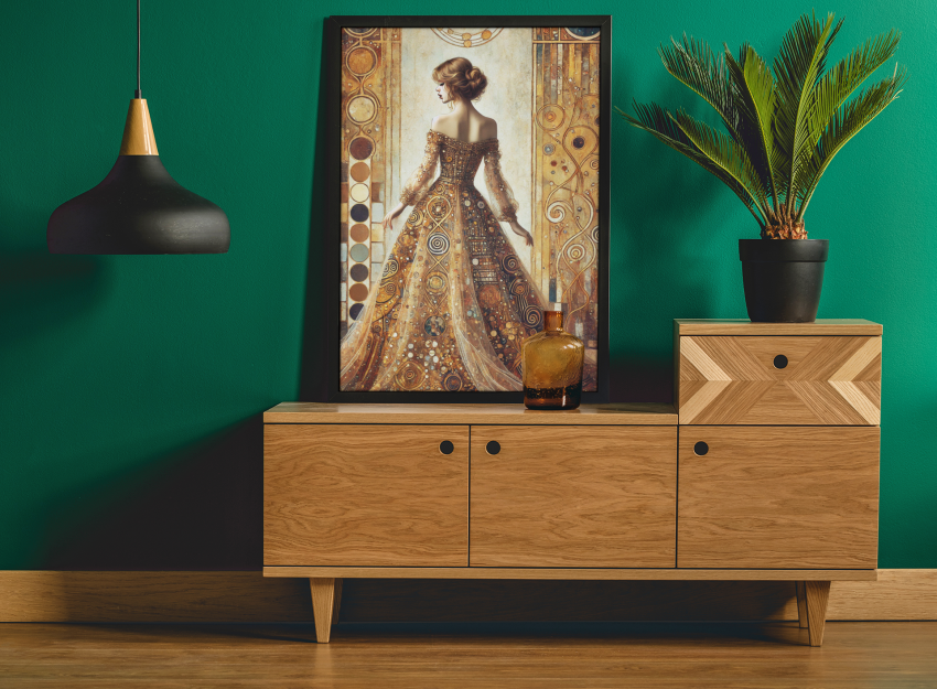 Plakat, Kobieta w stylu Gustava Klimta w sukience