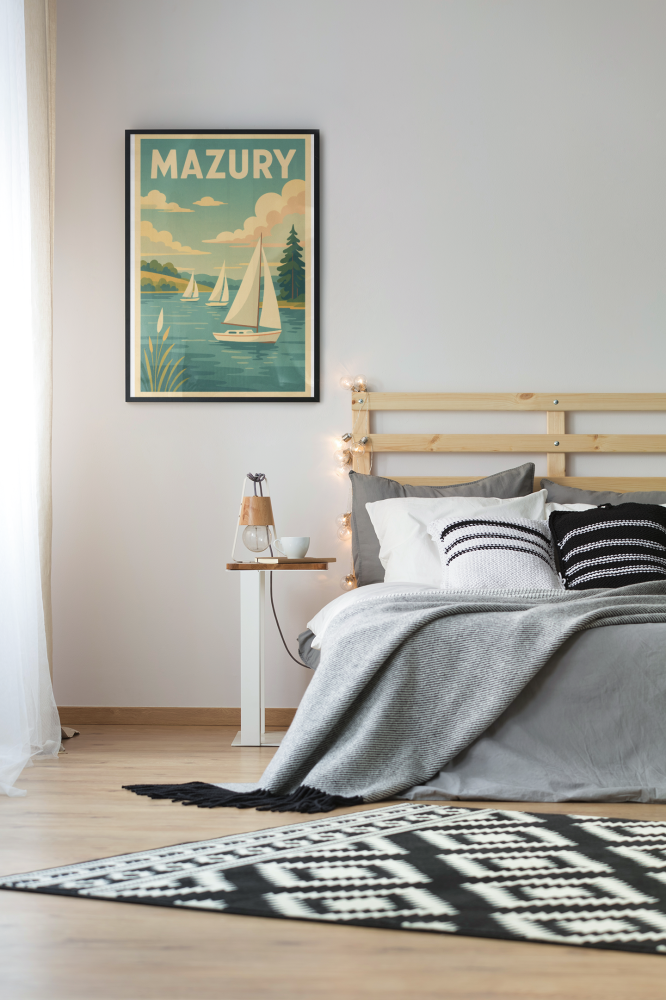 Plakat, Mazury pastelowe żaglówki
