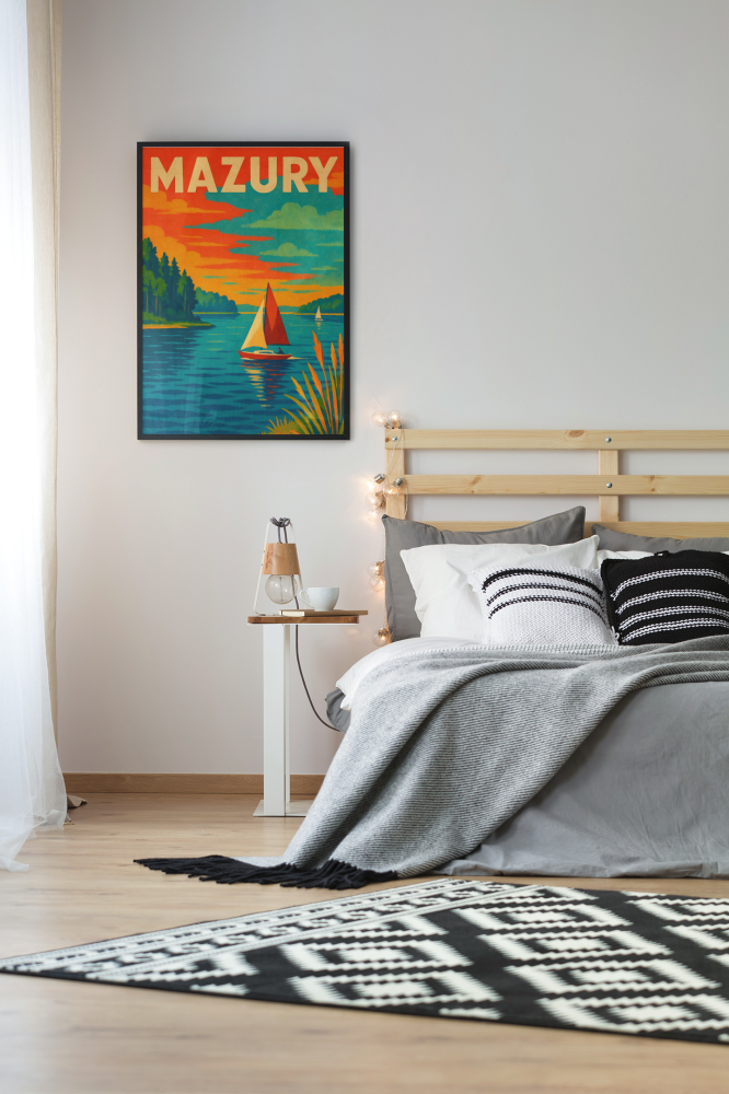 Plakat, Mazury kolorowe żaglówki