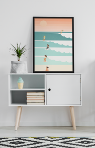 Plakat, Surferki pastelowe w stylu retro