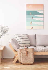 Plakat, Surferki pastelowe w stylu retro