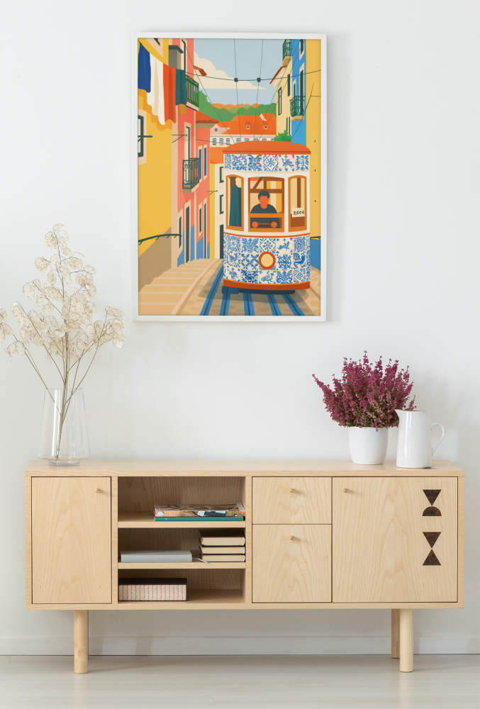 Plakat, Portugalia Tramwaj w Lisbonie - retro