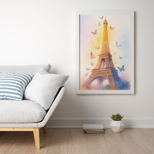 Plakat, Paryż - Wieża Eiffla wśród motyli