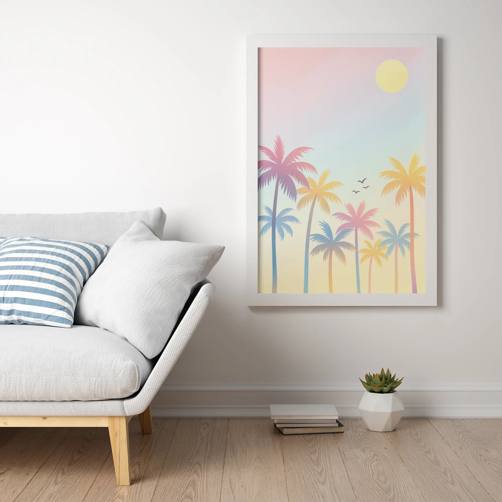 Plakat, Summer time - Pastelowe palmy