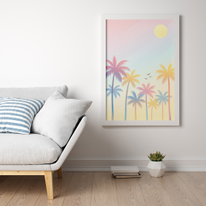 Plakat, Summer time - Pastelowe palmy