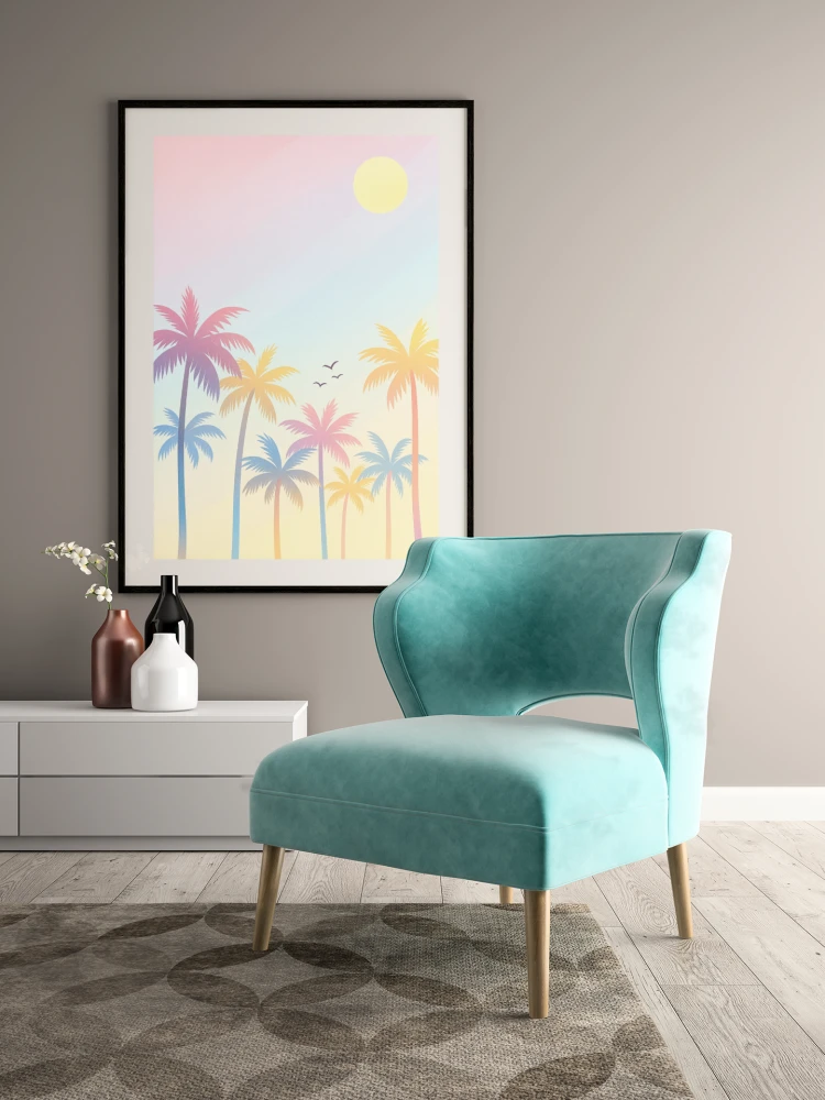 Plakat, Summer time - Pastelowe palmy