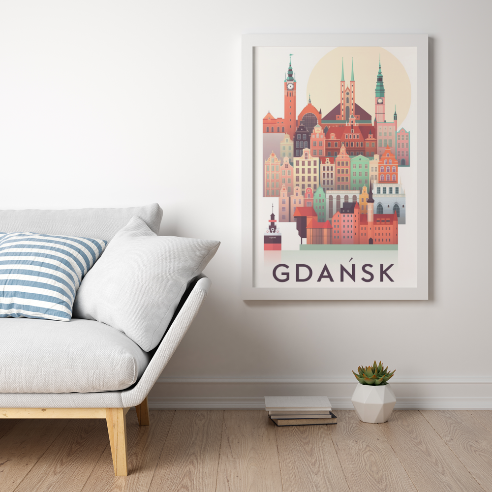 Plakat, Panorama Gdańsk z napisem