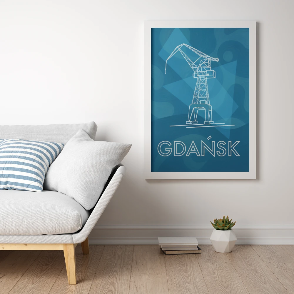 Plakat, Stocznia w Gdańsku - dźwigi niebieskie