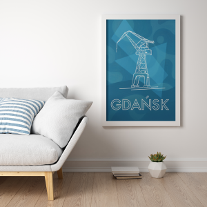 Plakat, Stocznia w Gdańsku - dźwigi niebieskie