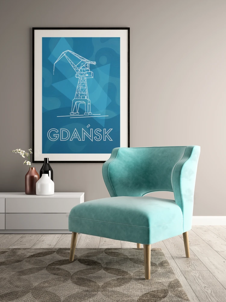 Plakat, Stocznia w Gdańsku - dźwigi niebieskie