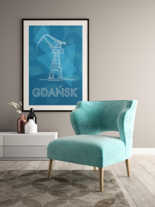 Plakat, Stocznia w Gdańsku - dźwigi niebieskie