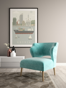 Plakat, Gdynia panorama z napisem wizualizacja