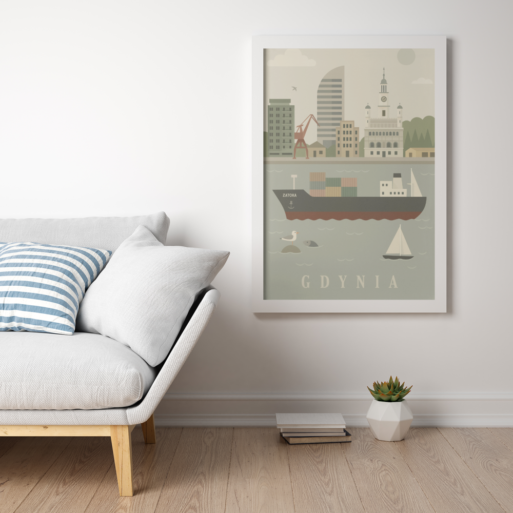 Plakat, Gdynia panorama z napisem wizualizacja