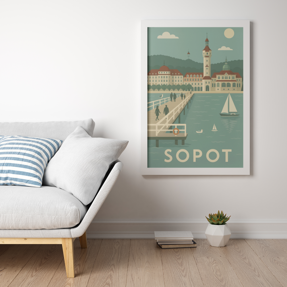 Plakat, Sopot pastelowy retro wizualizacja