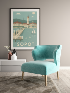 Plakat, Sopot pastelowy retro wizualizacja