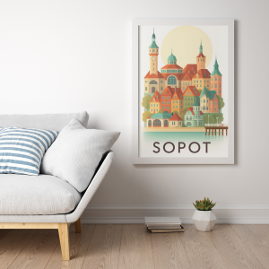 Plakat, Sopot panorama z napisem