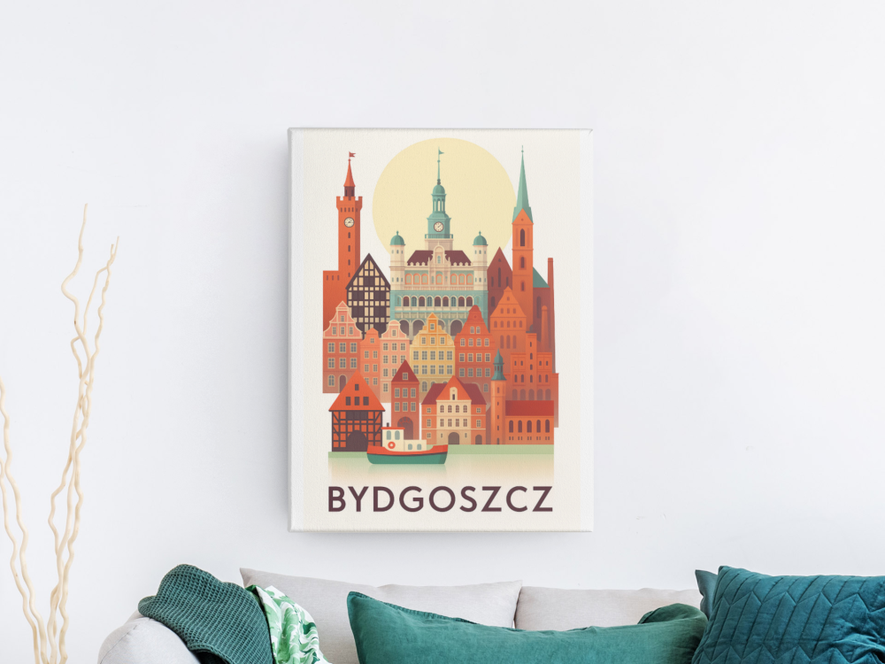 Plakat, Bydgoszcz panorama z napisem