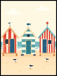 Plakat kolorowe budki na plaży w ramcee 1.jpg
