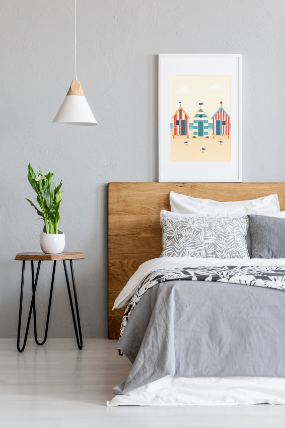 Plakat, Kolorowe budki na plaży 4rooms