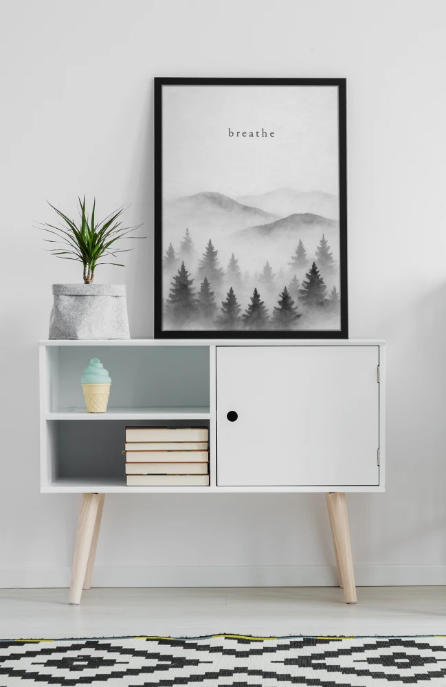 Plakat z napisem, Breathe - Oddychaj