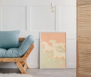 Plakat, Bignące konie pastelowe