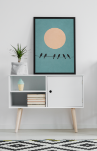 Plakat, Ptaki na tle księżyca