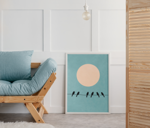 Plakat, Ptaki na tle księżyca