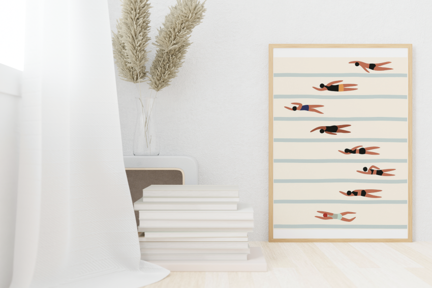 Plakat, Pływaczki na torze