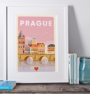 Plakat, Praga retro z sercem