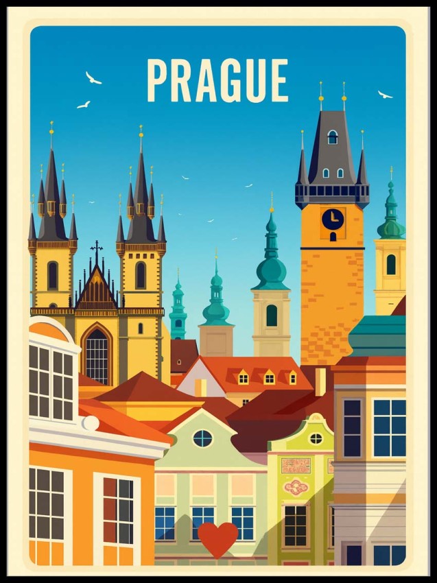 Plakat, Praga old town - retro z sercem 4rooms