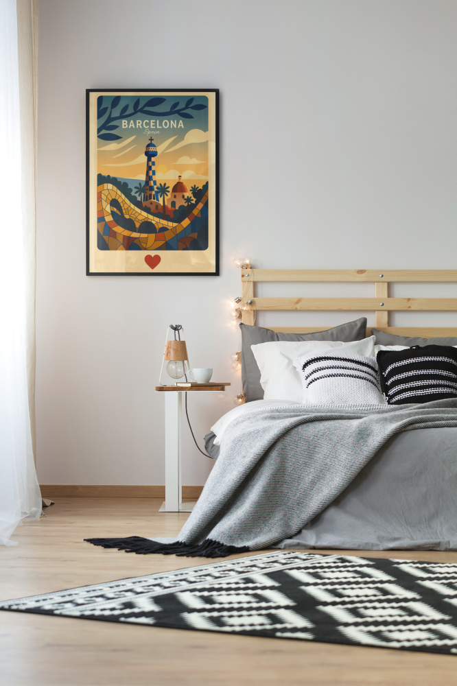 Plakat, Barcelona Hiszpania z sercem no.2