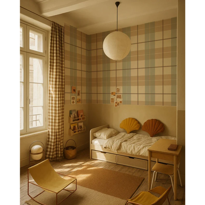 Tapeta, Kratka maxi- beżowo - niebieska