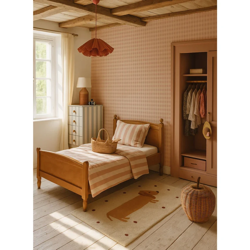 Tapeta, Kratka - kremowo - różowa