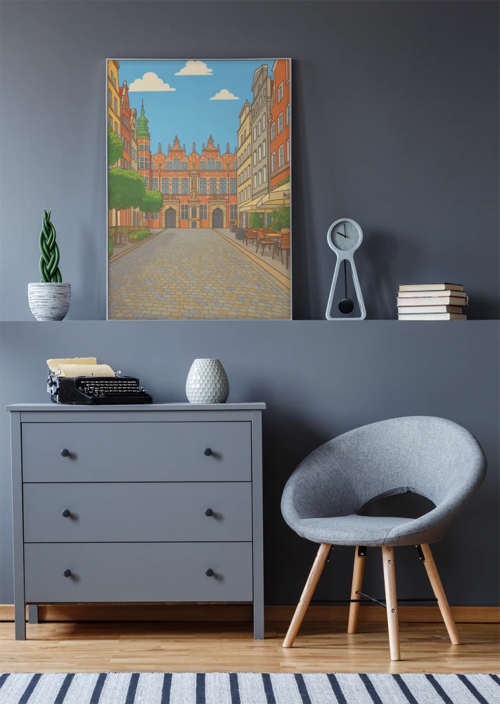 Plakat Gdańsk Zbrojownia widok z ulicy Piwnej - rysunek 4ROOMS