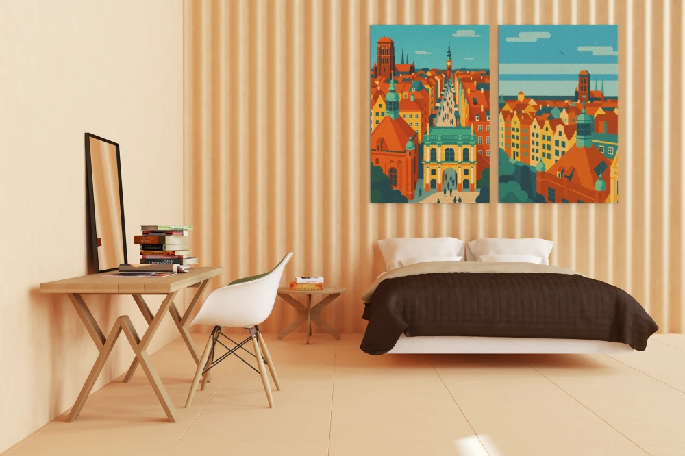 Plakat, Gdańsk widok z góry - architektura 4ROOMS