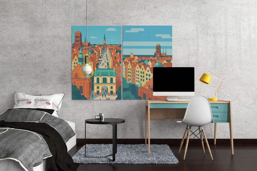 Plakat, Gdańsk widok z góry - architektura 4ROOMS
