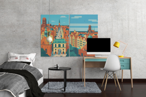 Plakat, Gdańsk widok z góry - architektura 4ROOMS