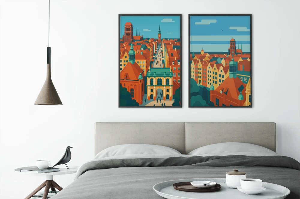 Zestaw 2 plakatów Gdańsk - Widok z góry architektura 4ROOMS