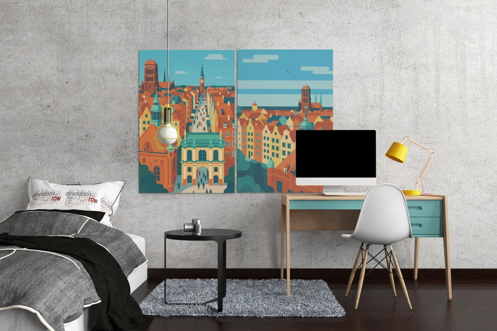 Zestaw 2 plakatów Gdańsk - Widok z góry architektura 4ROOMS