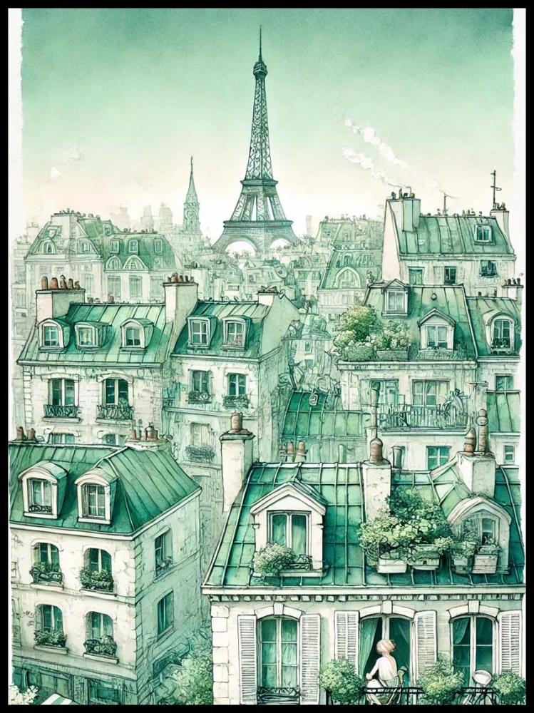 Kamienice zielone Paryż w ramcee 1.jpg