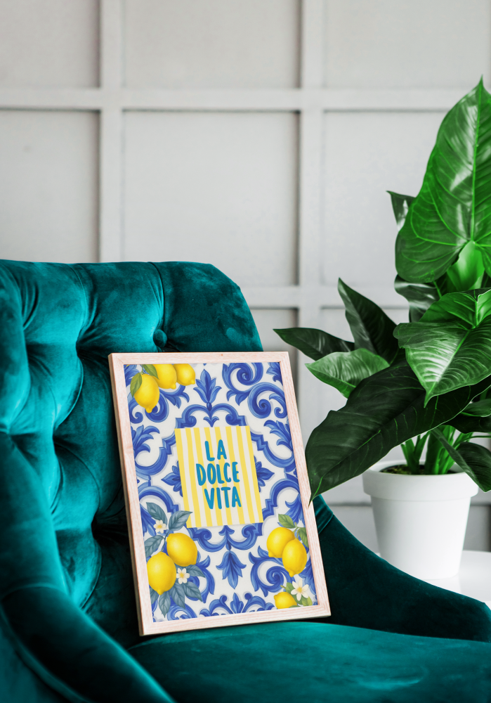 Plakat, Napis - La dolce Vita cytryny 4rooms