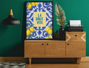 Plakat, Napis - La dolce Vita cytryny 4rooms